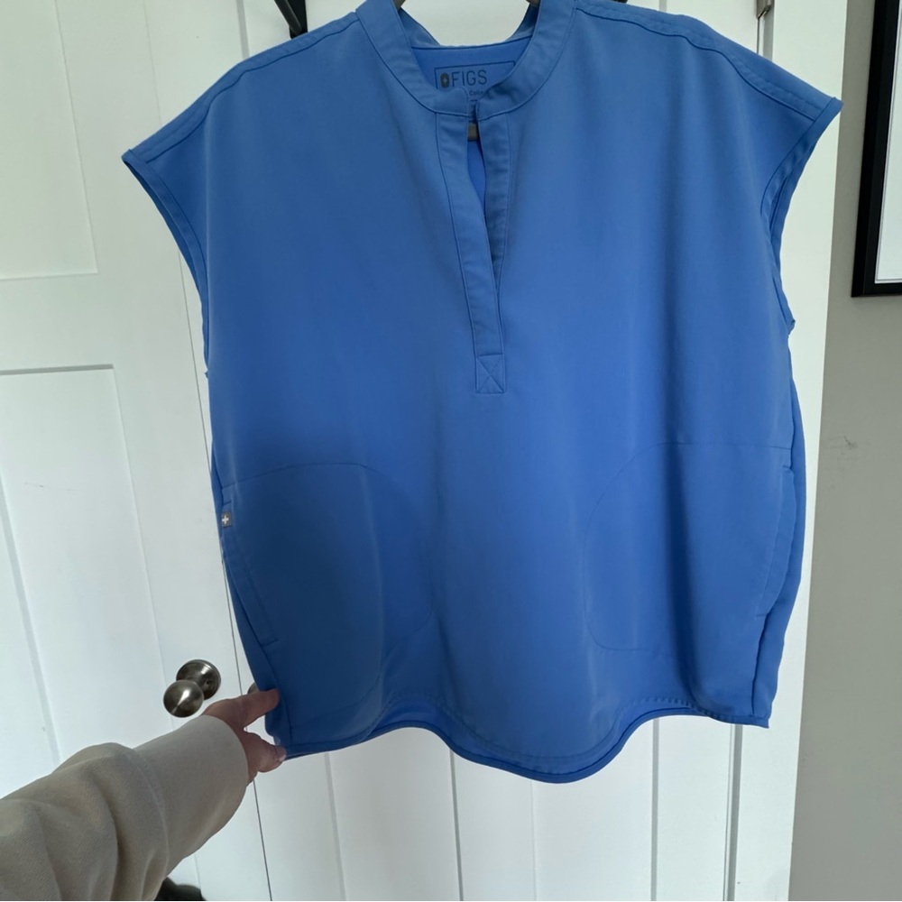 Figs Ceil Blue Sleeveless Top